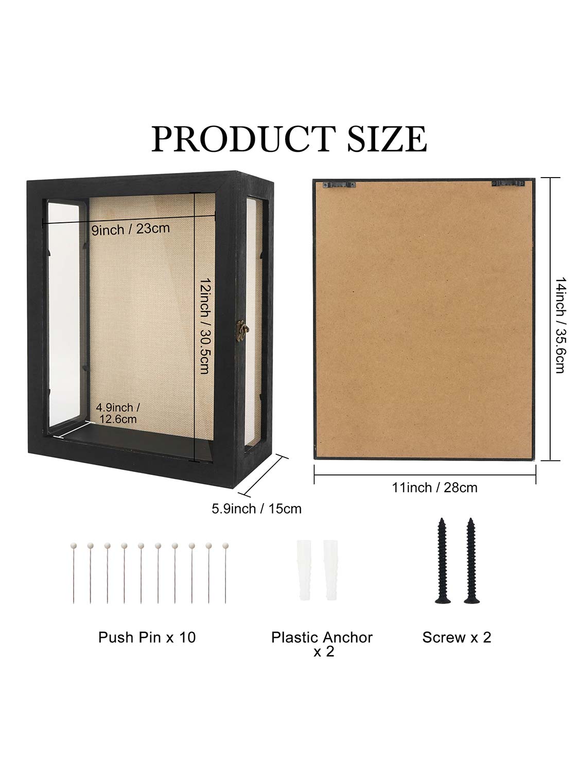 Extra Deep Wood Shadow Box with 3 Removable Panels - Various Colors & Sizes Available