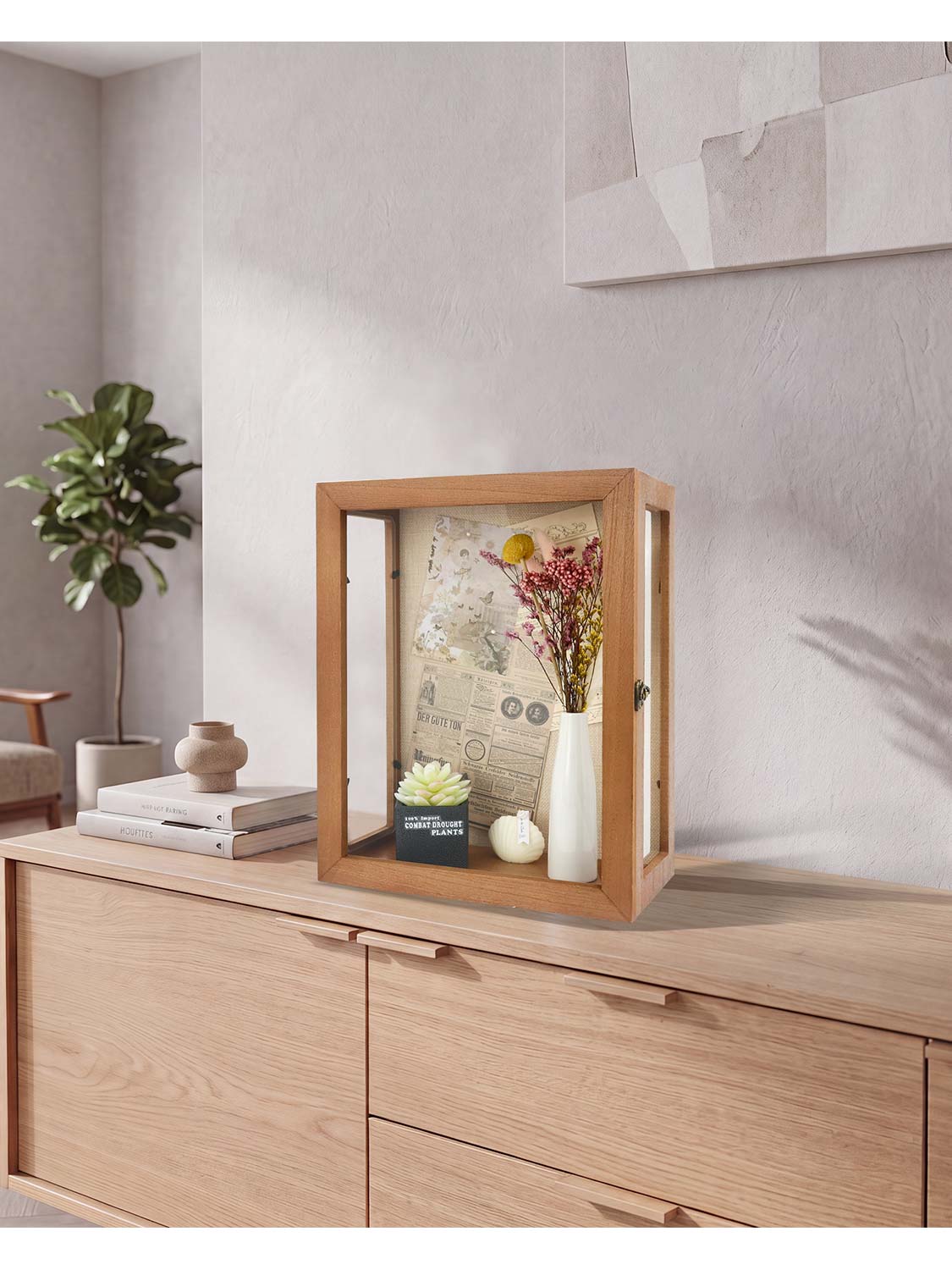 Extra Deep Wood Shadow Box with 3 Removable Panels - Various Colors & Sizes Available