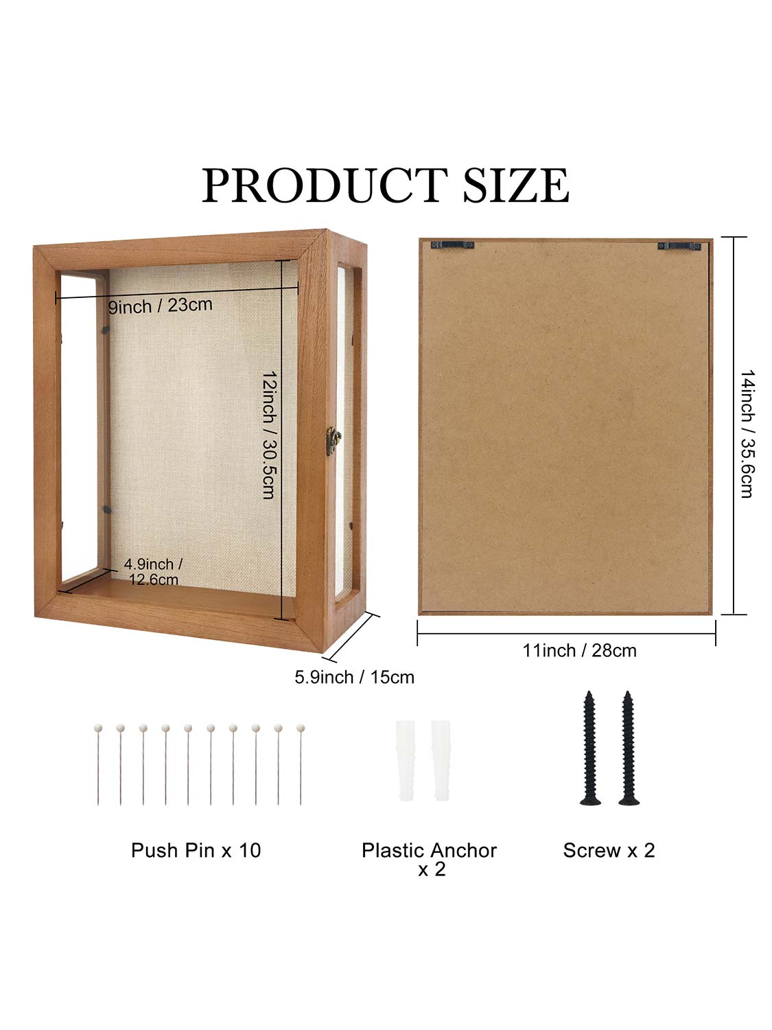 Extra Deep Wood Shadow Box with 3 Removable Panels - Various Colors & Sizes Available