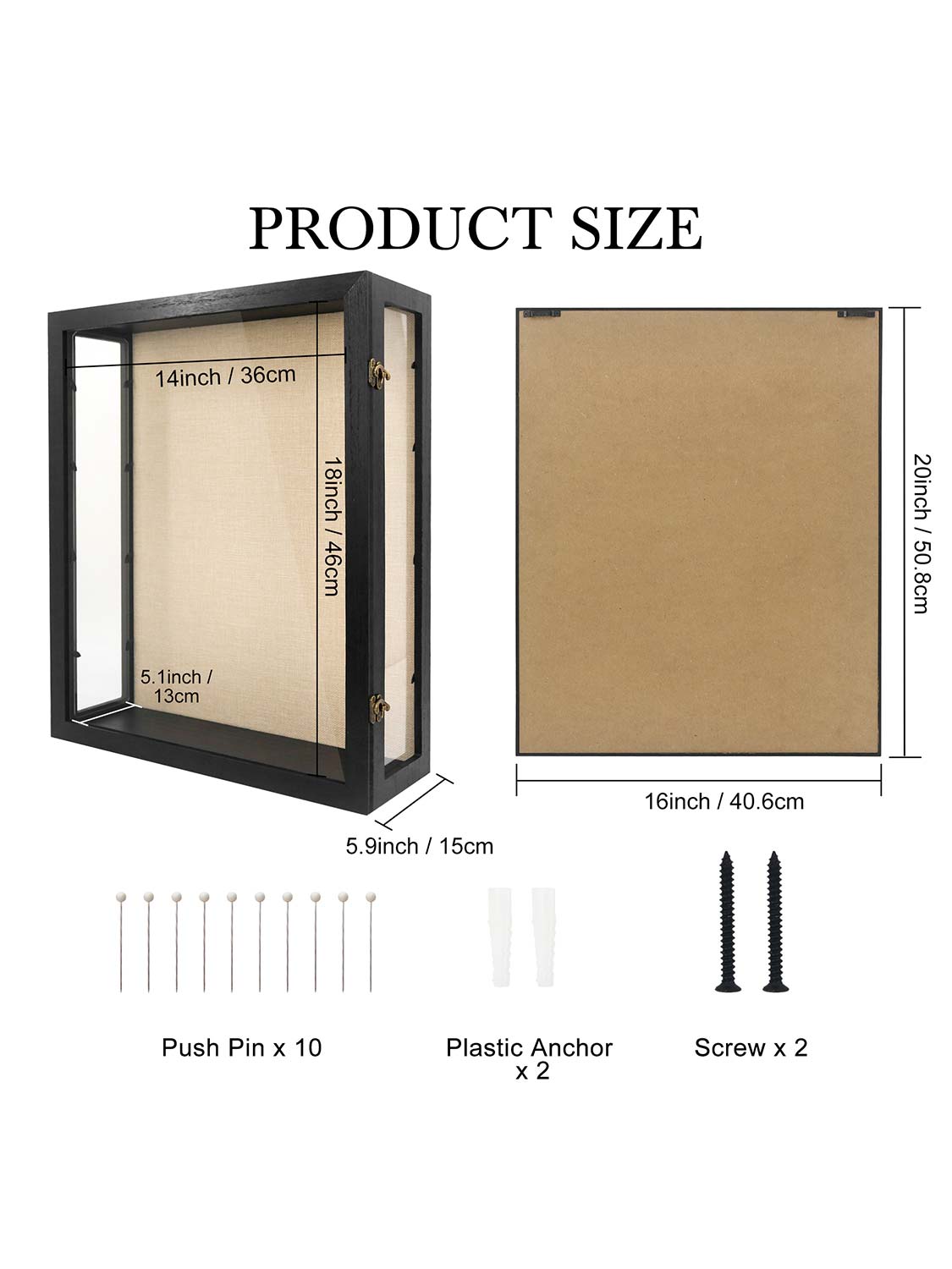 Extra Deep Wood Shadow Box with 3 Removable Panels - Various Colors & Sizes Available