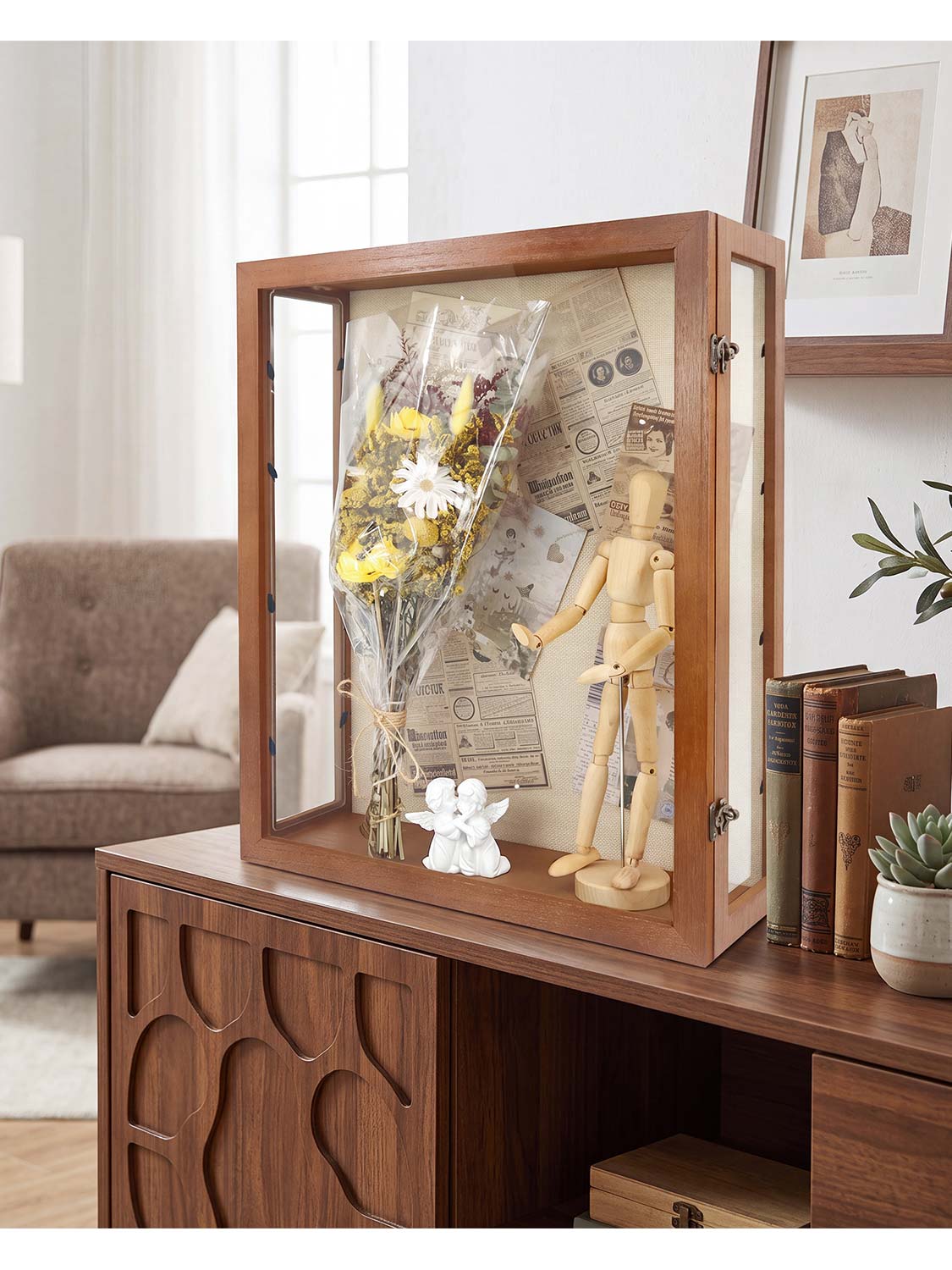 Extra Deep Wood Shadow Box with 3 Removable Panels - Various Colors & Sizes Available