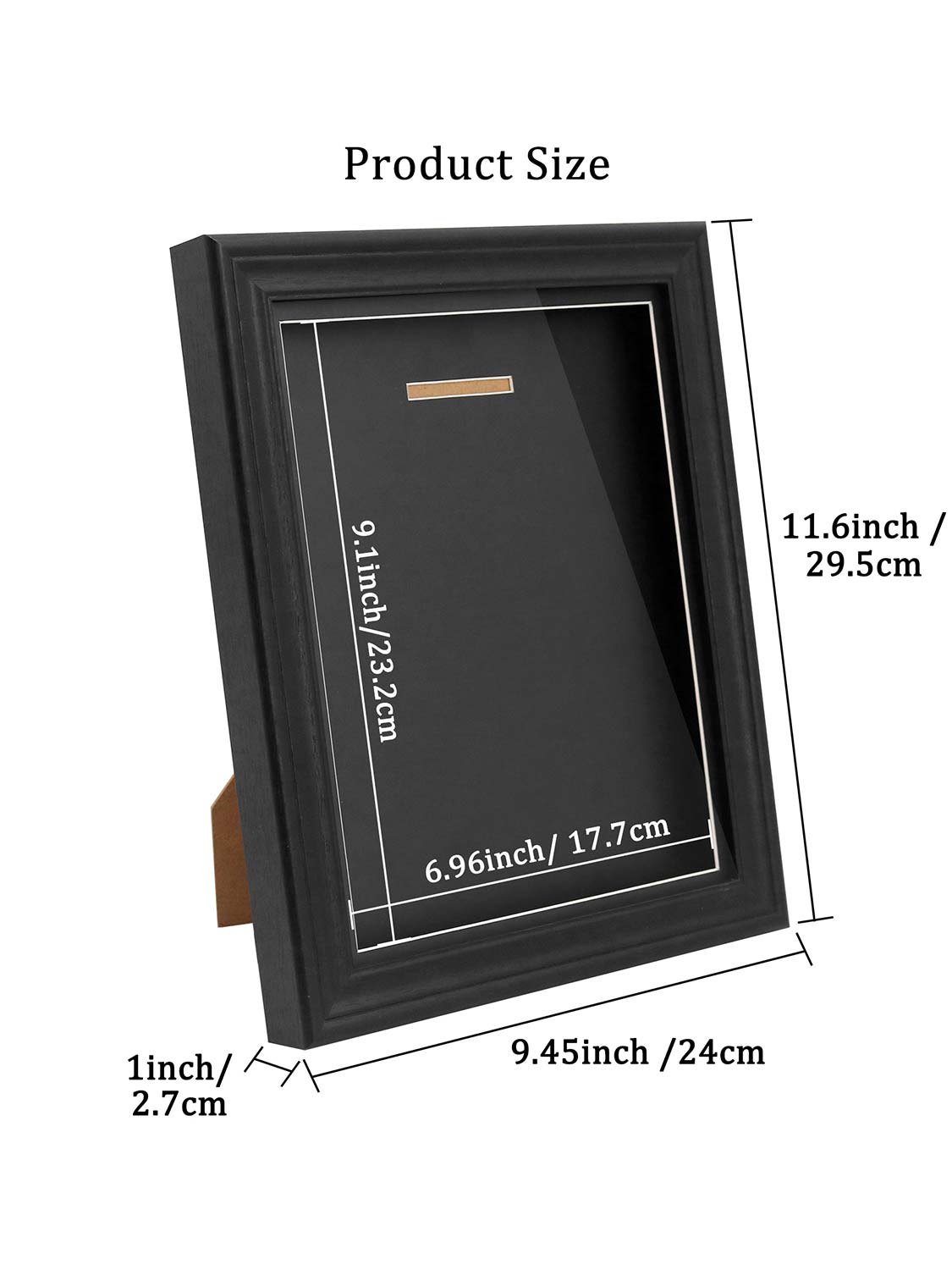 11.5*9.5 Wood Medal Display Case with Real Glass 2-in-1 mat holds medals and photos