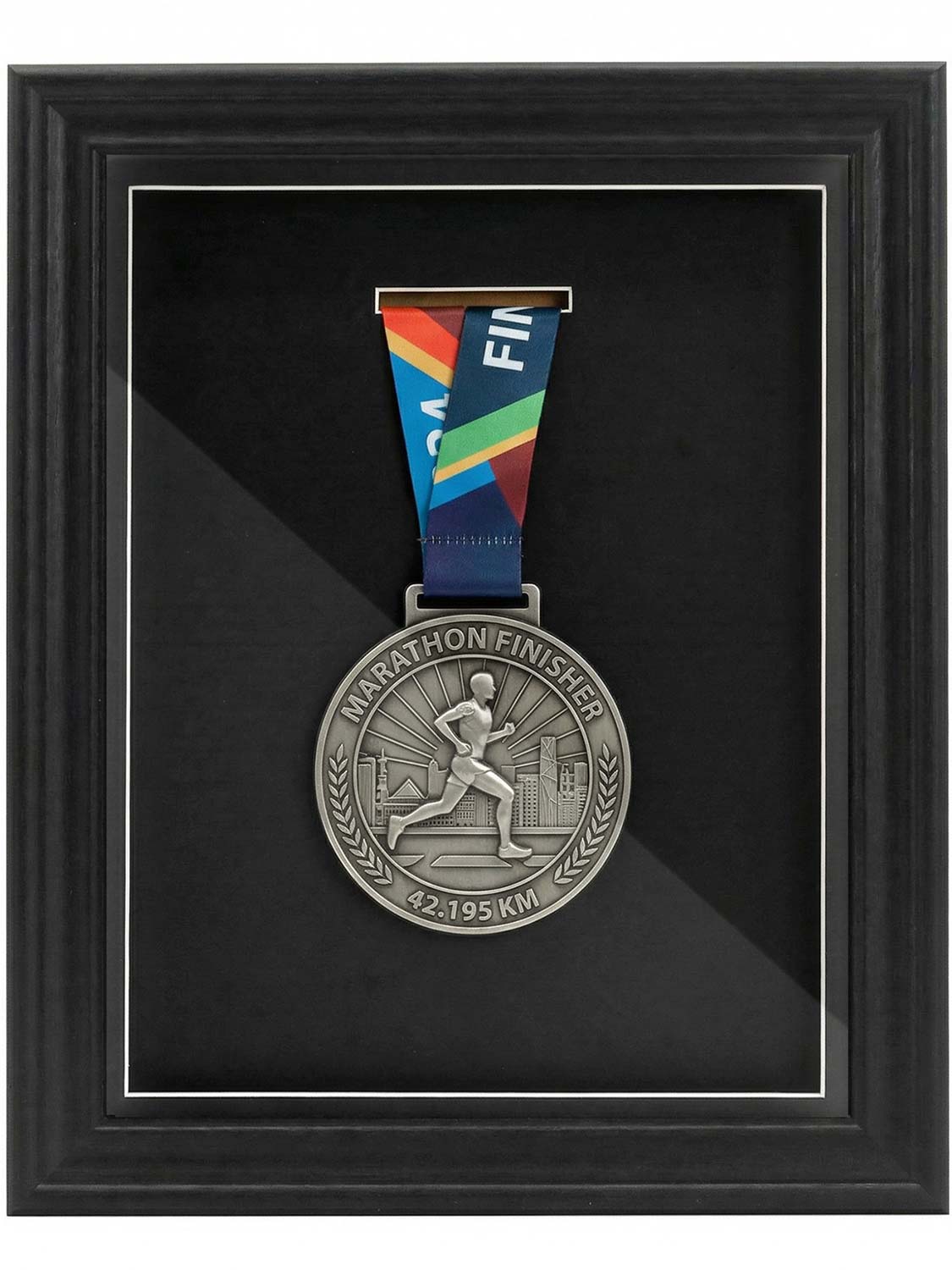 11.5*9.5 Wood Medal Display Case with Real Glass 2-in-1 mat holds medals and photos