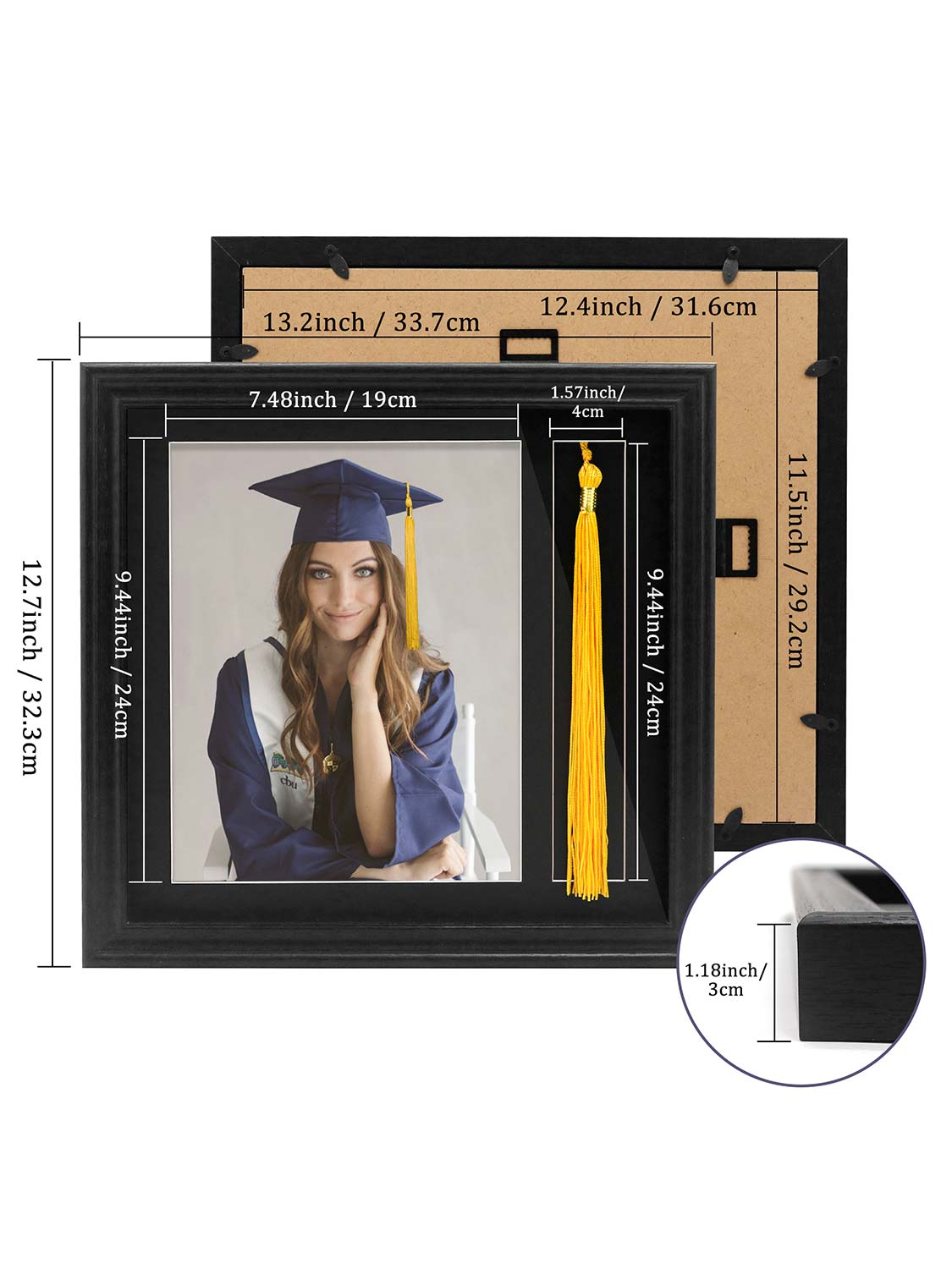 8*10 Wooden Picture Frame with Tassel Holder - 3 Colors Available