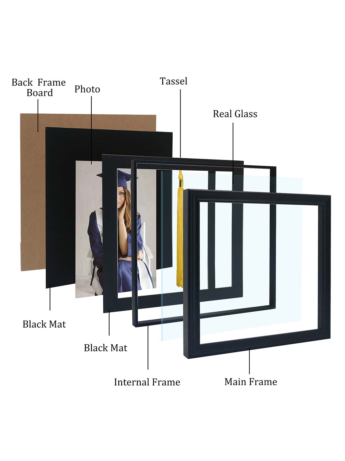 8*10 Wooden Picture Frame with Tassel Holder - 3 Colors Available