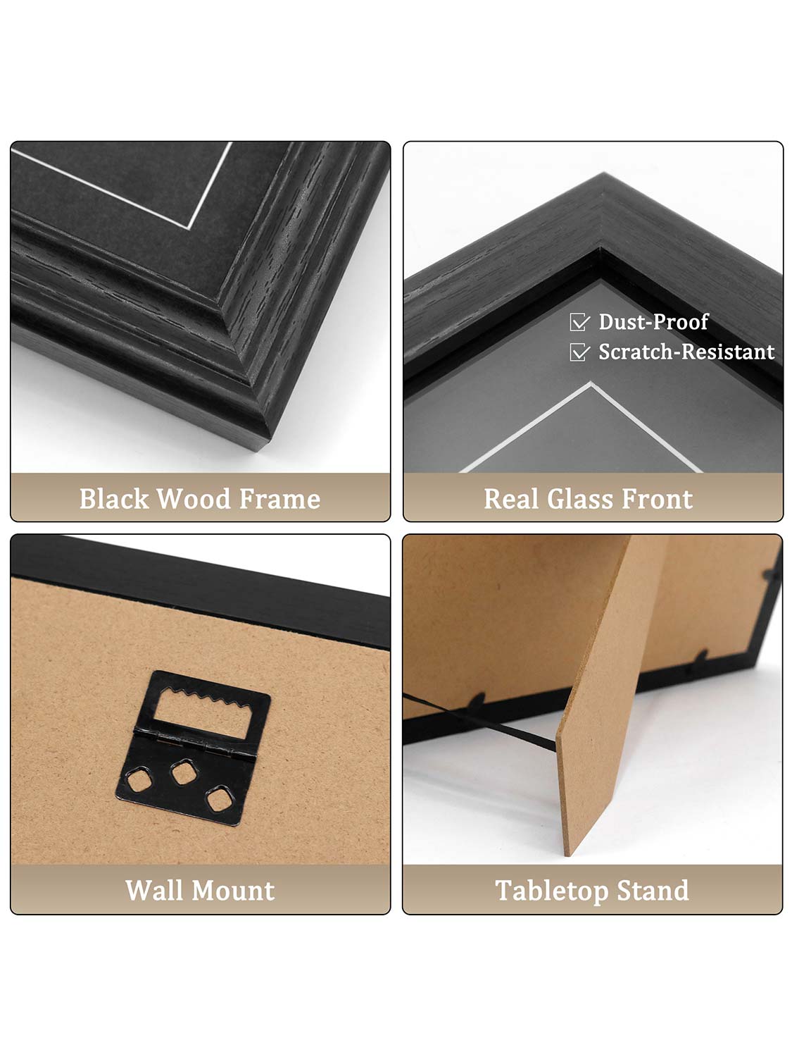 8*10 Wooden Picture Frame with Tassel Holder - 3 Colors Available