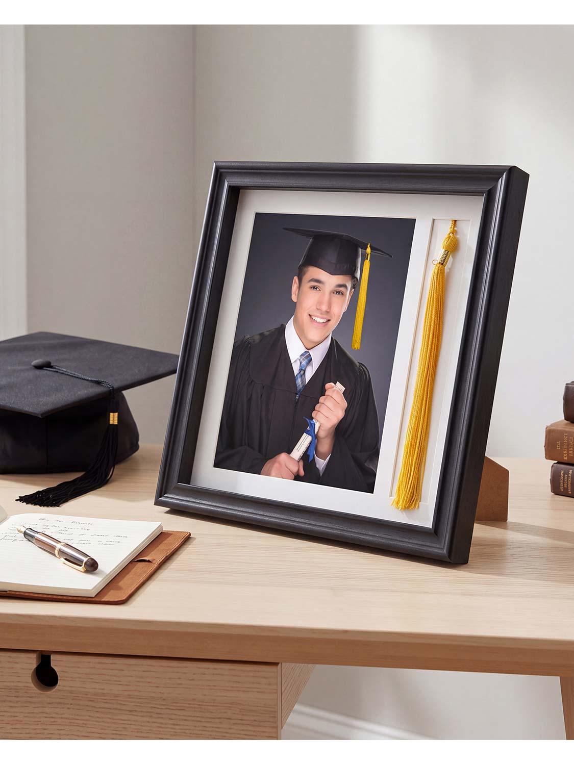 8*10 Wooden Picture Frame with Tassel Holder - 3 Colors Available