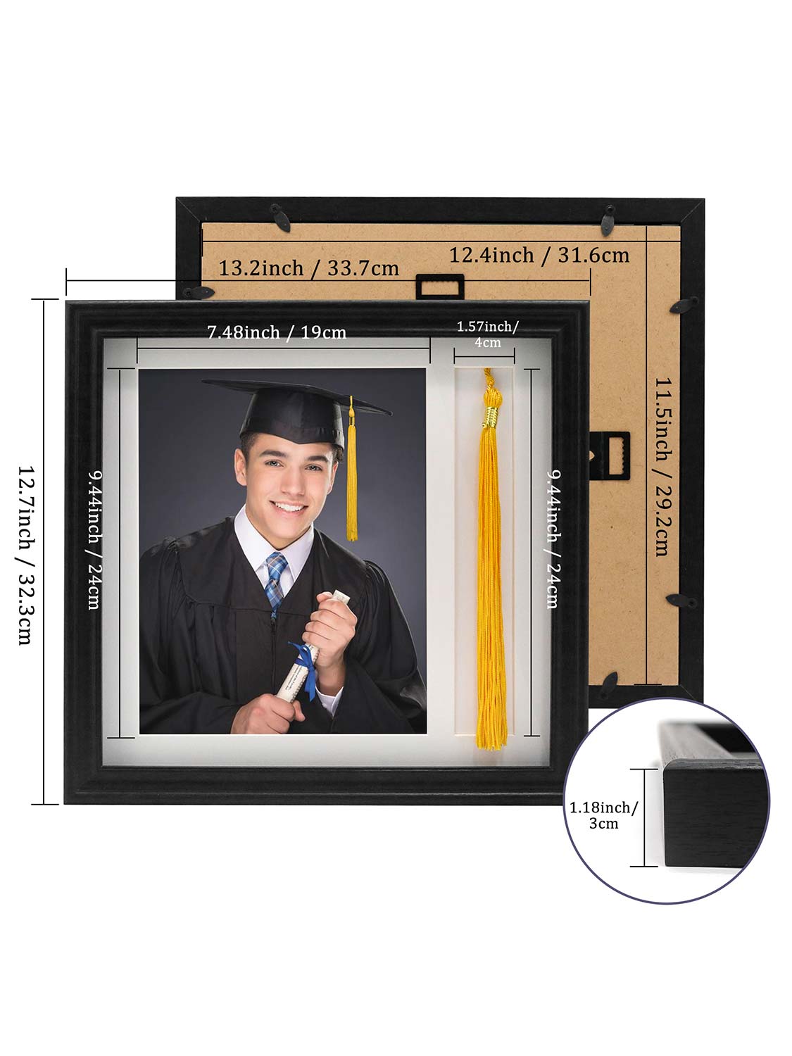 8*10 Wooden Picture Frame with Tassel Holder - 3 Colors Available