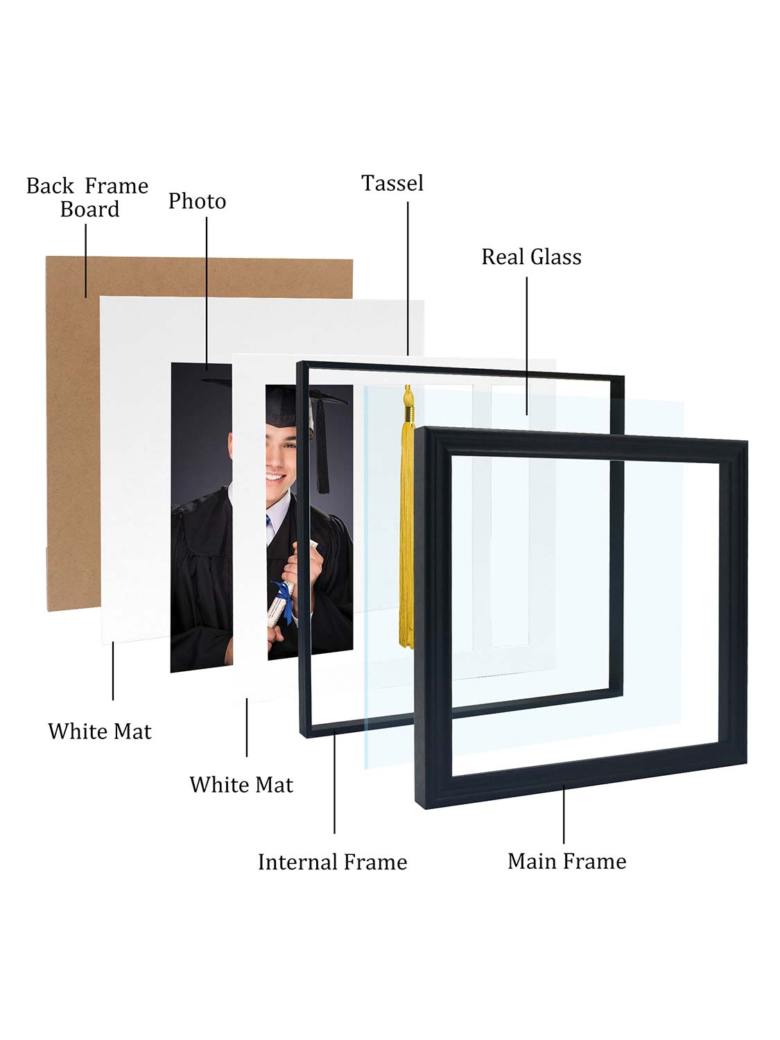 8*10 Wooden Picture Frame with Tassel Holder - 3 Colors Available
