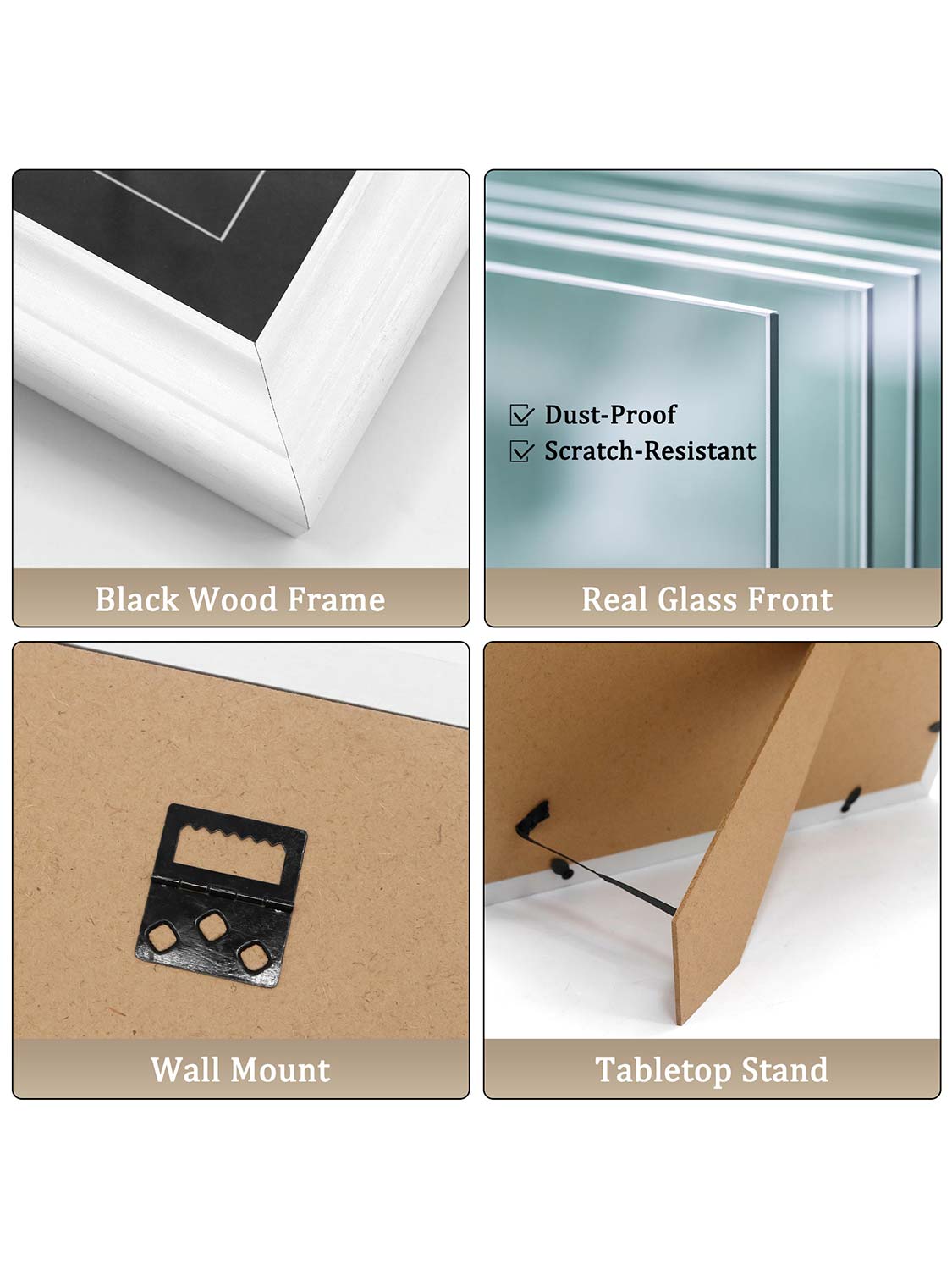 8*10 Wooden Picture Frame with Tassel Holder - 3 Colors Available