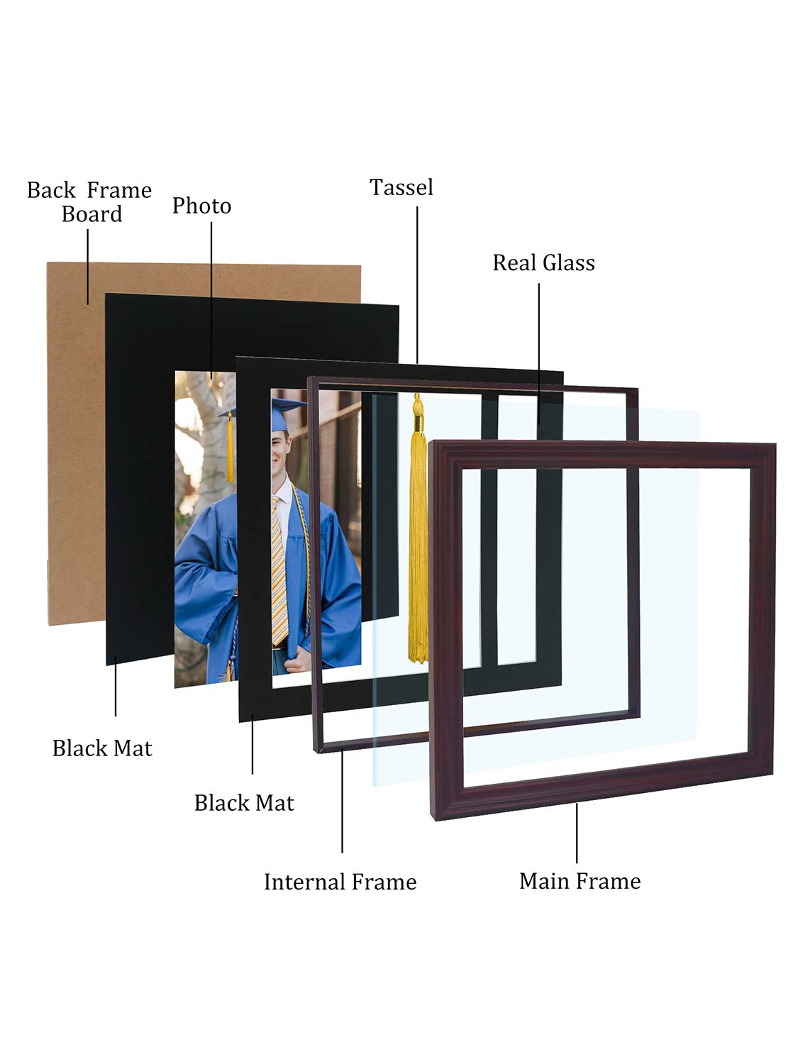 8*10 Wooden Picture Frame with Tassel Holder - 7 Colors Available