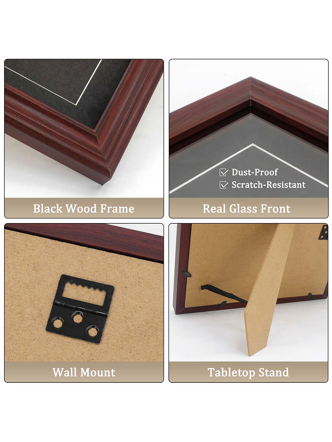 8*10 Wooden Picture Frame with Tassel Holder - 7 Colors Available