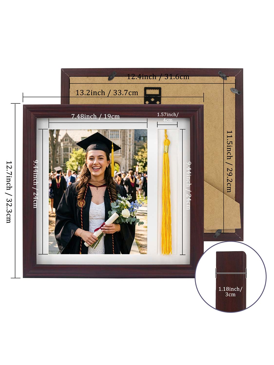 8*10 Wooden Picture Frame with Tassel Holder - 7 Colors Available