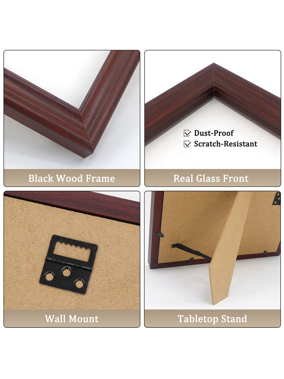 8*10 Wooden Picture Frame with Tassel Holder - 7 Colors Available