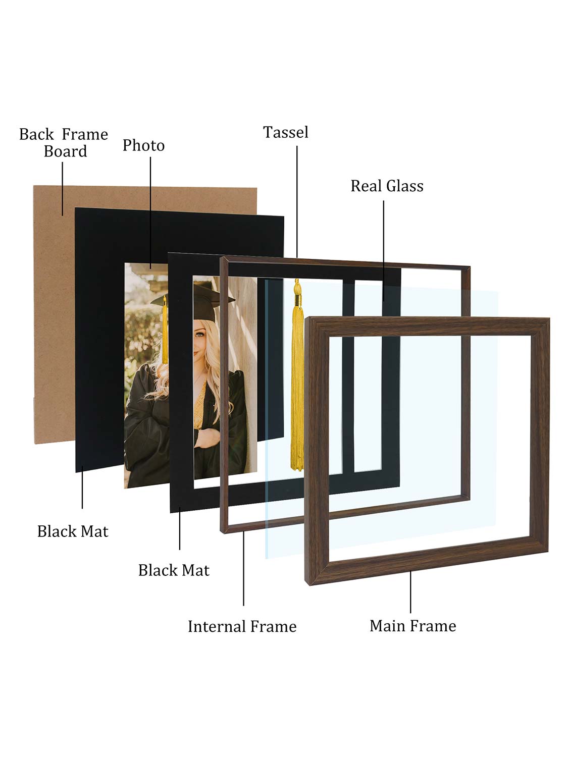 8*10 Wooden Picture Frame with Tassel Holder - 7 Colors Available