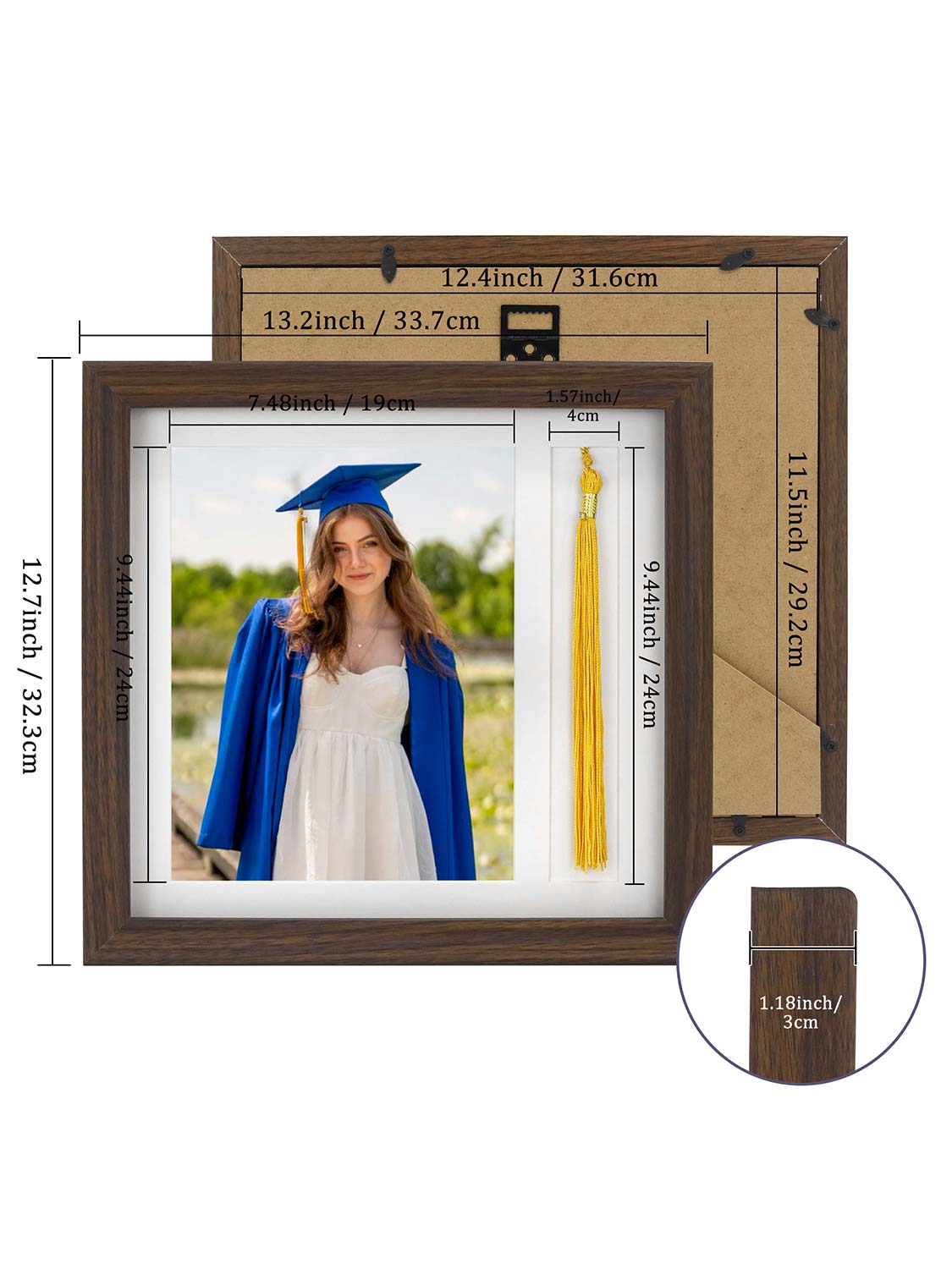 8*10 Wooden Picture Frame with Tassel Holder - 7 Colors Available