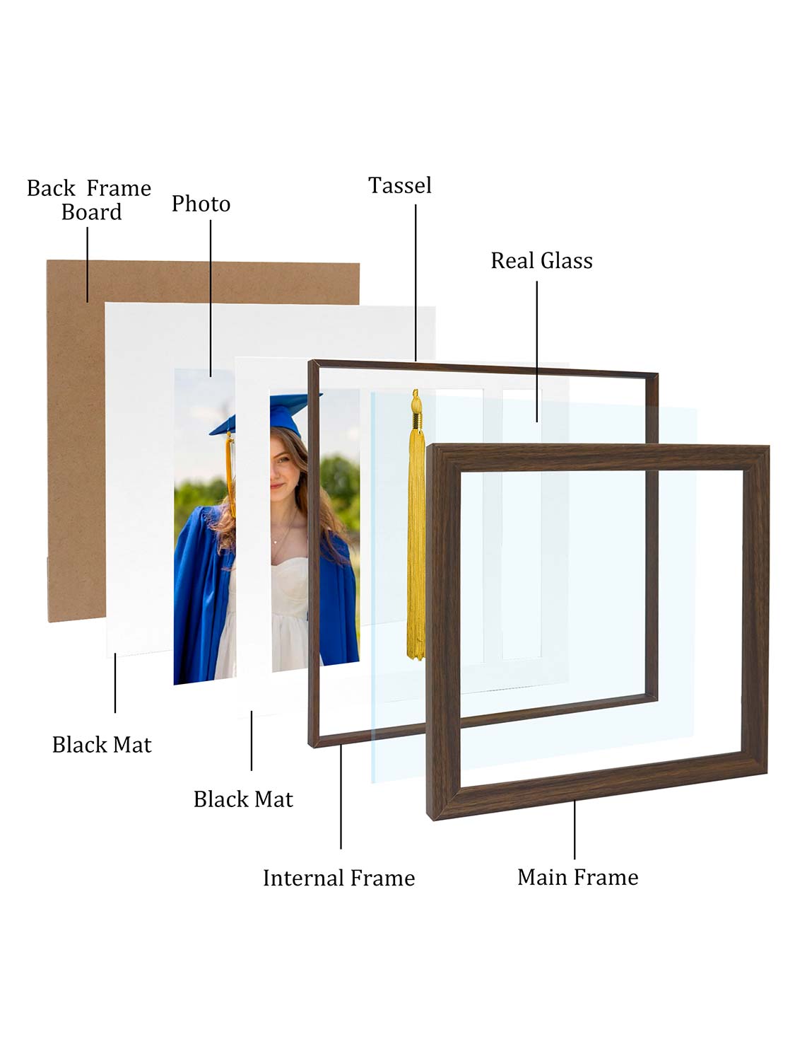 8*10 Wooden Picture Frame with Tassel Holder - 7 Colors Available