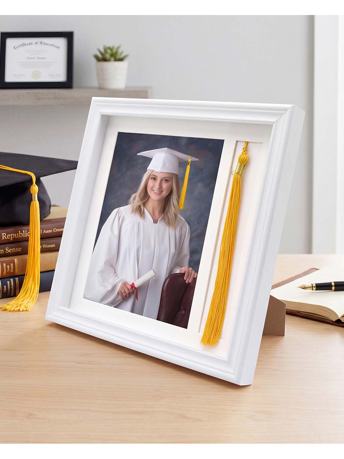 8*10 Wooden Picture Frame with Tassel Holder - 3 Colors Available