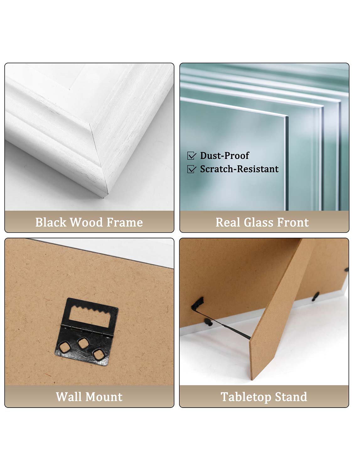 8*10 Wooden Picture Frame with Tassel Holder - 3 Colors Available