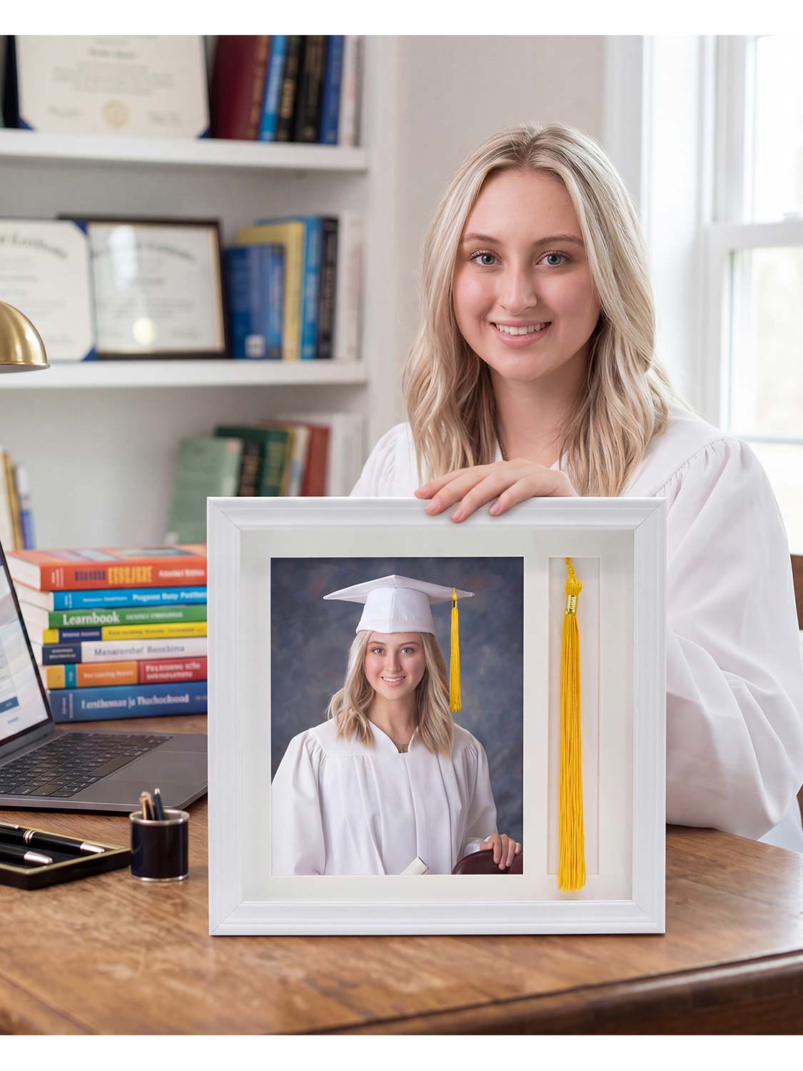 8*10 Wooden Picture Frame with Tassel Holder - 3 Colors Available