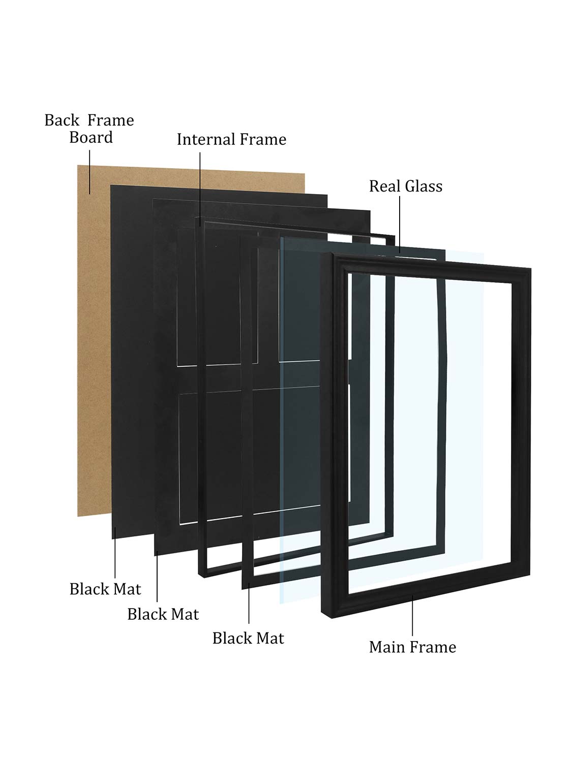 18*13 Wood Medal Display Case with Real Glass 3-in-1 mat holds race bib, medals and photos - 4 Colors Available