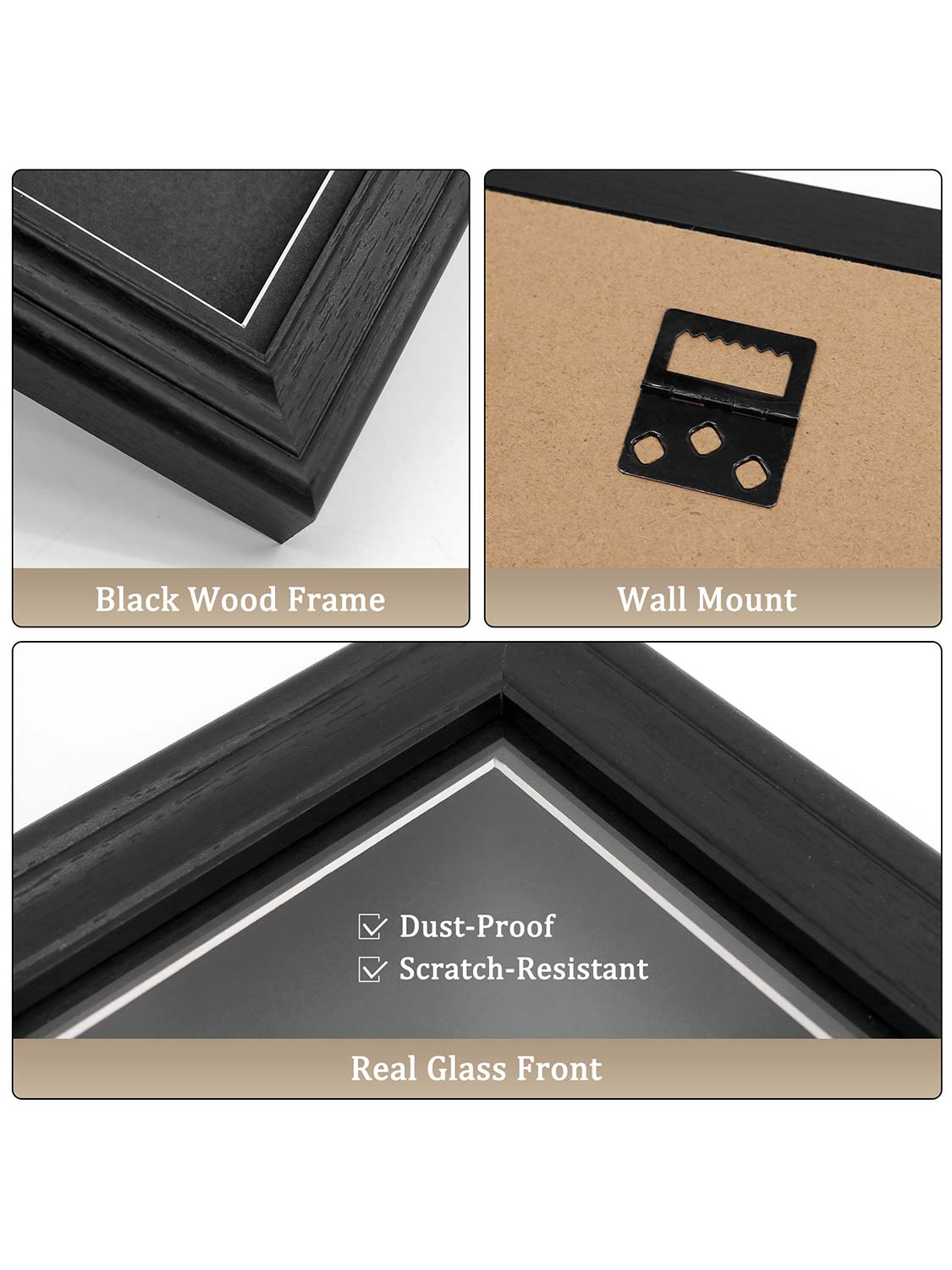 18*13 Wood Medal Display Case with Real Glass 3-in-1 mat holds race bib, medals and photos - 4 Colors Available