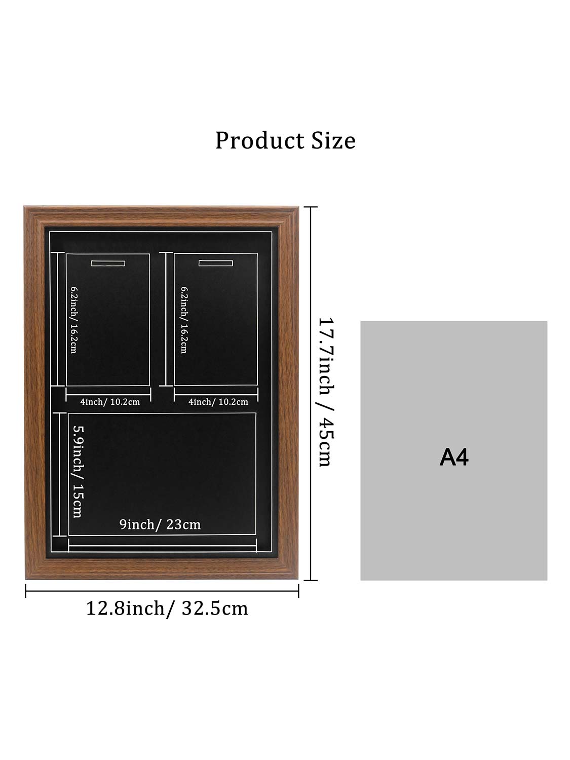 18*13 Wood Medal Display Case with Real Glass 3-in-1 mat holds race bib, medals and photos - 4 Colors Available