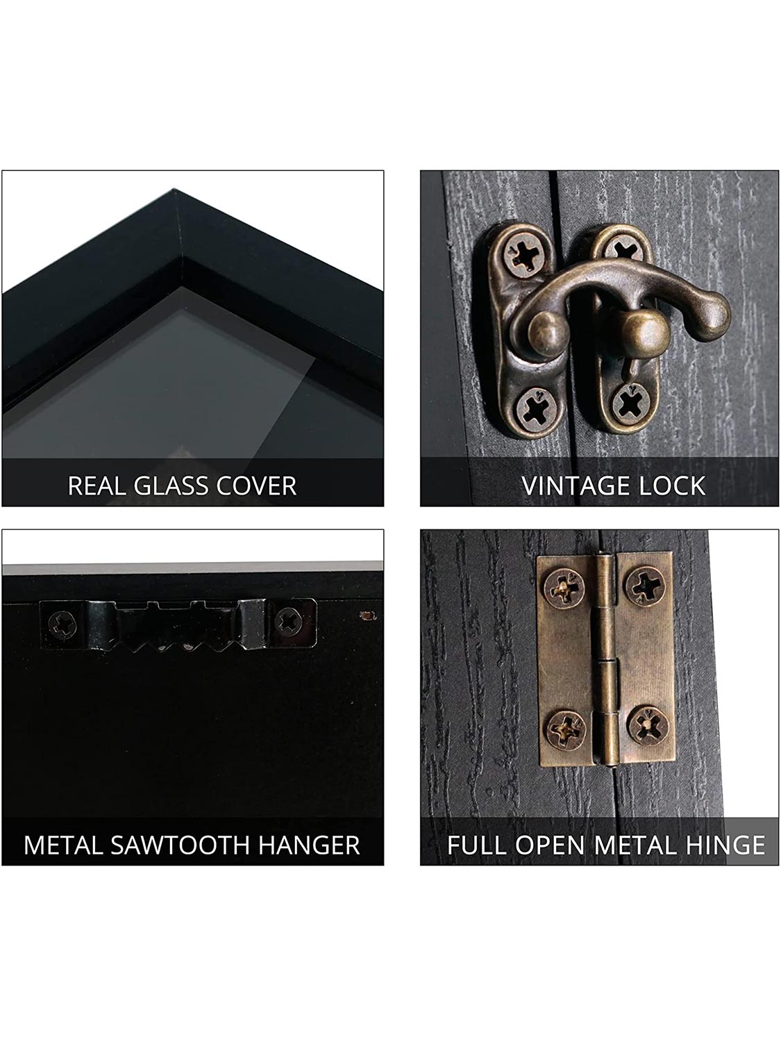 Shadow Box Frame Real Glass Window Door with Hinge - Various Colors & Sizes Available