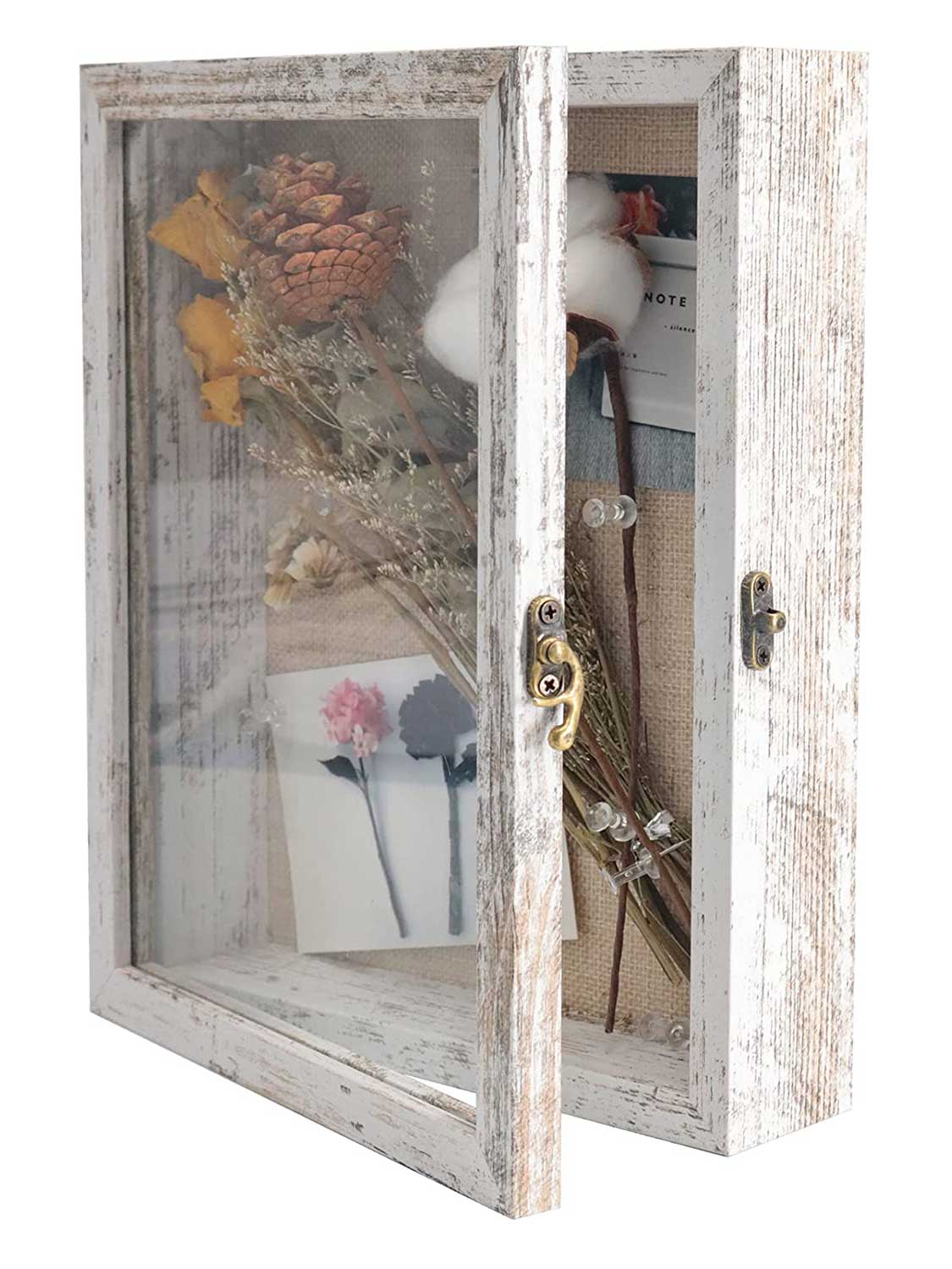 Shadow Box Frame Real Glass Window Door with Hinge - Various Colors & Sizes Available