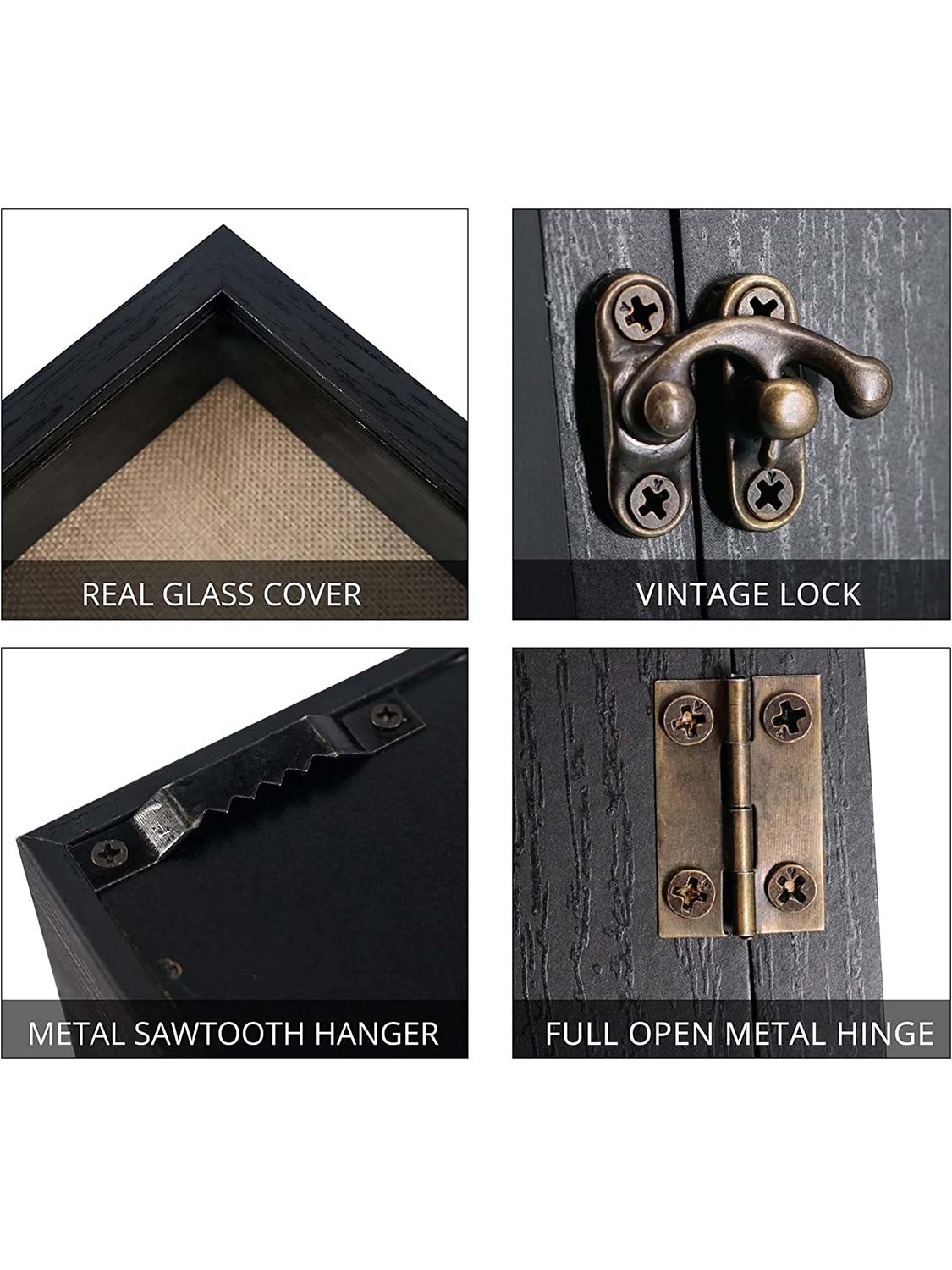 Shadow Box Frame Real Glass Window Door with Hinge - Various Colors & Sizes Available