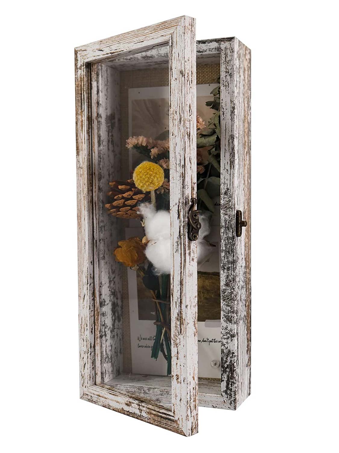 Shadow Box Frame Real Glass Window Door with Hinge - Various Colors & Sizes Available