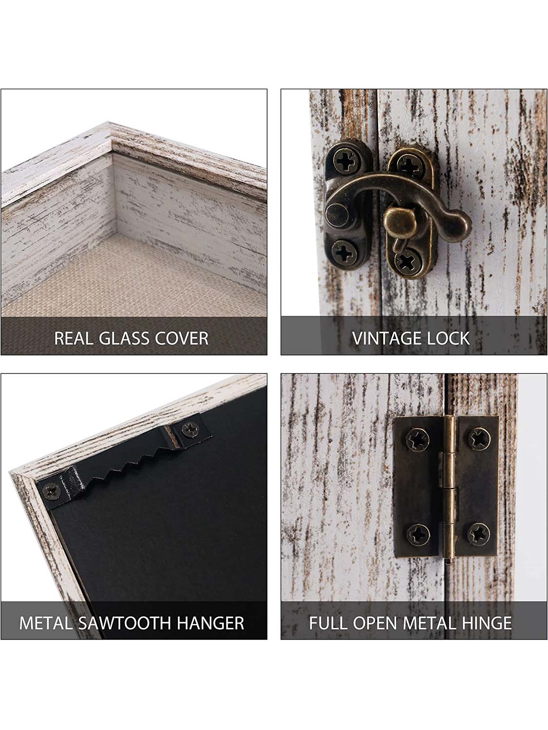 Shadow Box Frame Real Glass Window Door with Hinge - Various Colors & Sizes Available