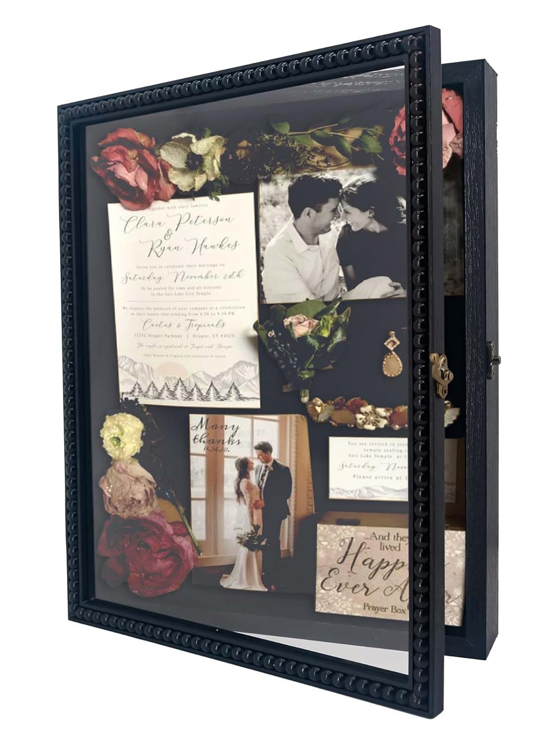 Deep Front Open with Hinge Beaded Designed Picture Shadow Box with Linen Back - Various Colors & Sizes Available