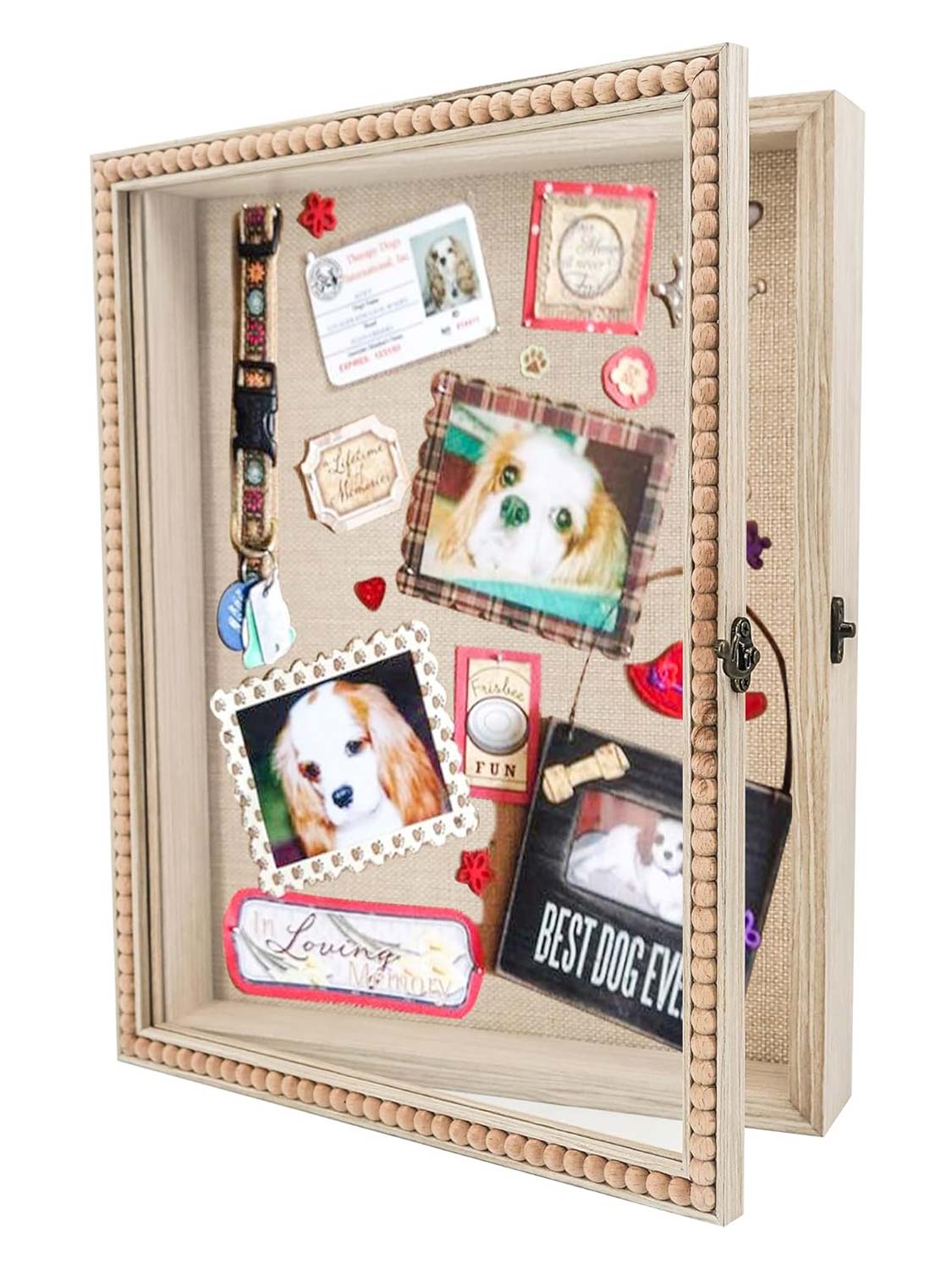 Deep Front Open with Hinge Beaded Designed Picture Shadow Box with Linen Back - Various Colors & Sizes Available