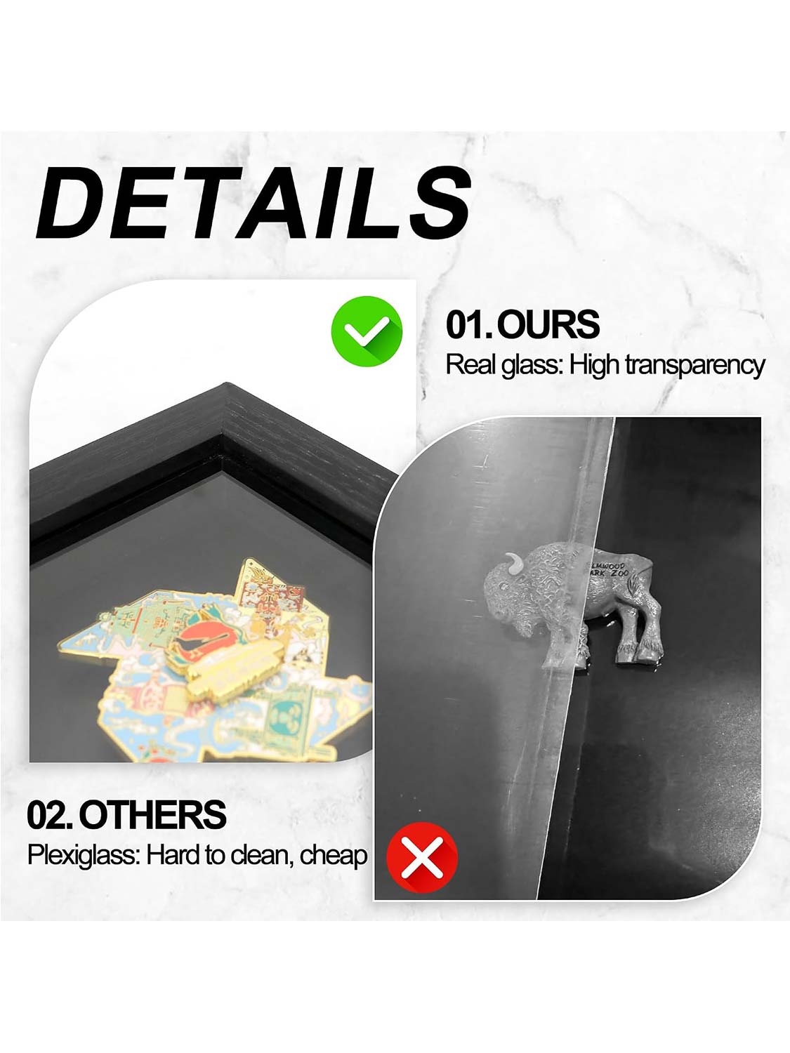 11"x14" Large Travel Magnet Souvenir Display Case Front Open with Real Glass - 2 Colors Available