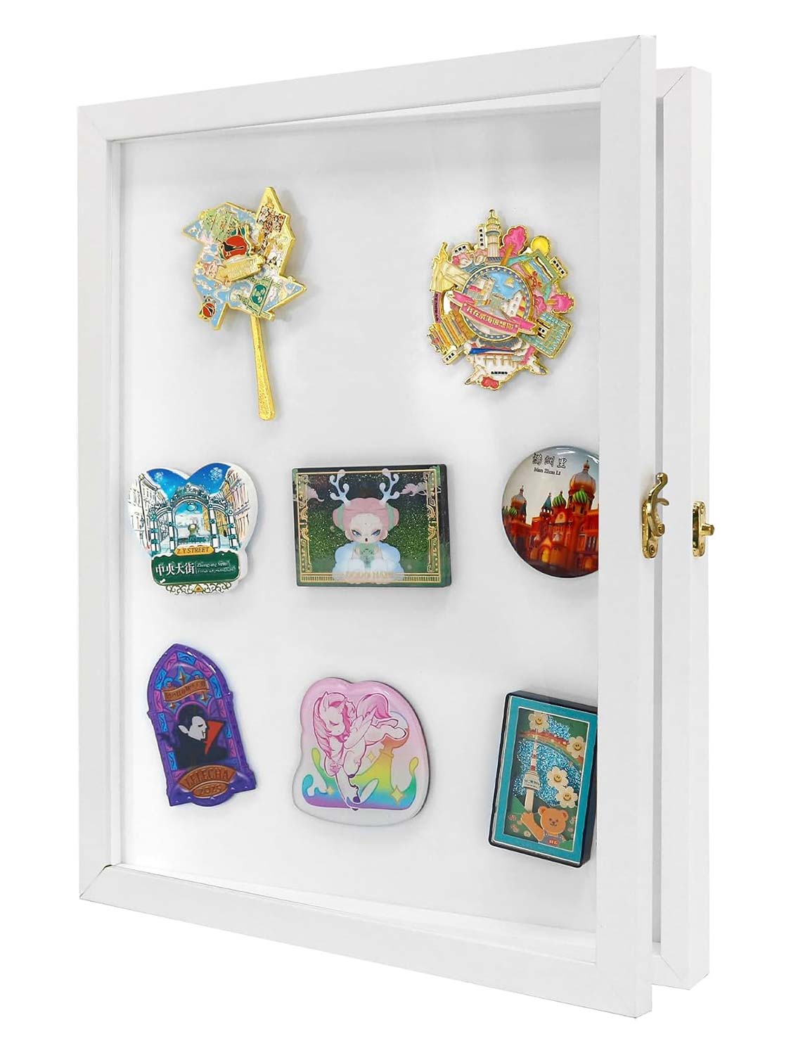 11"x14" Large Travel Magnet Souvenir Display Case Front Open with Real Glass - 2 Colors Available