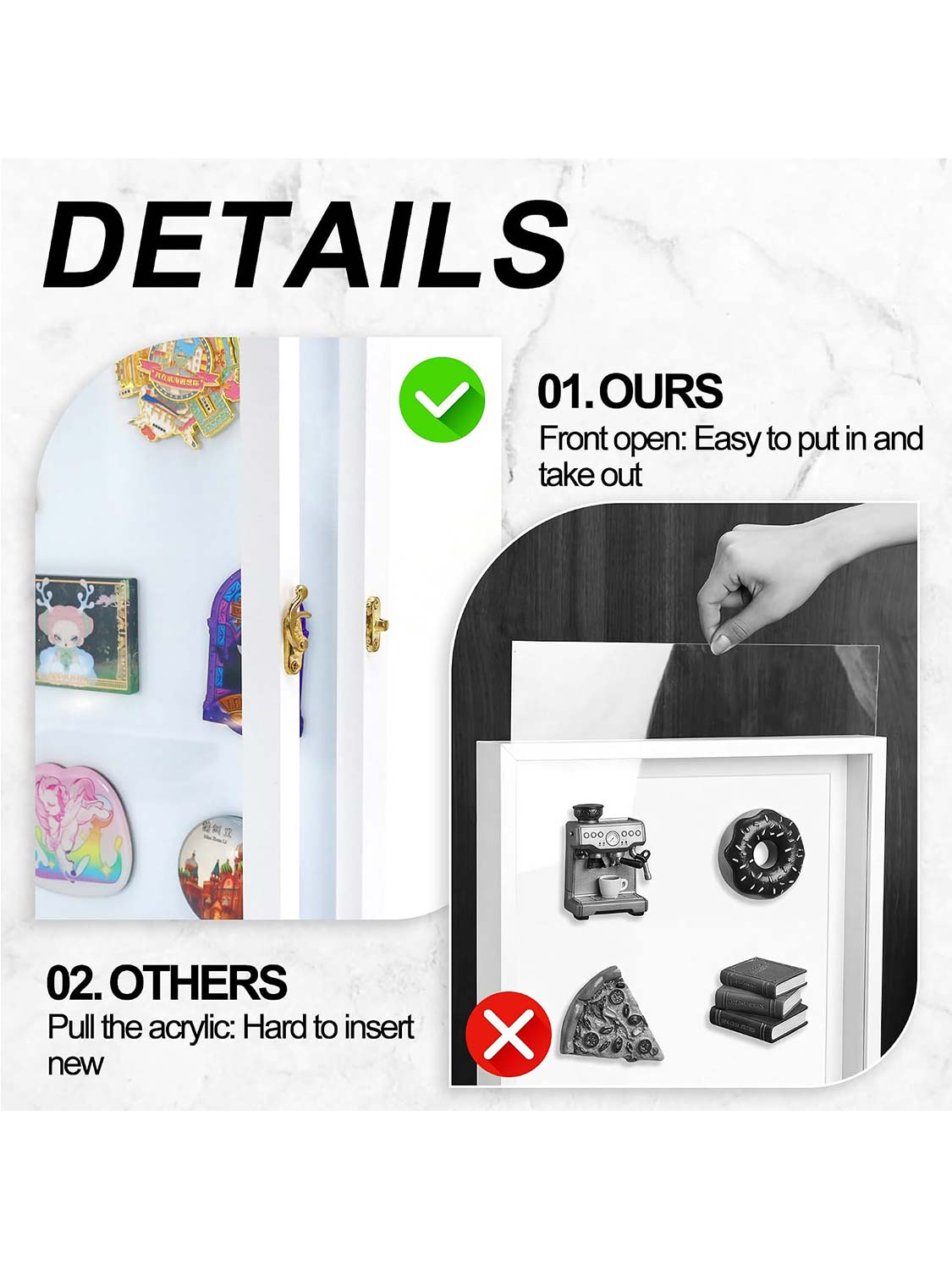 11"x14" Large Travel Magnet Souvenir Display Case Front Open with Real Glass - 2 Colors Available