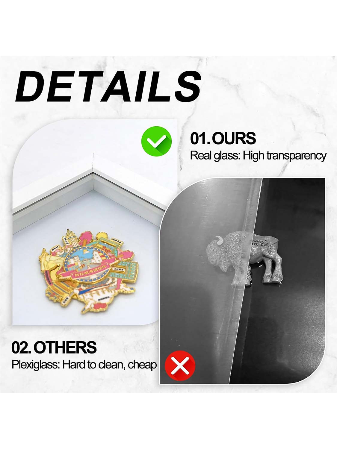 11"x14" Large Travel Magnet Souvenir Display Case Front Open with Real Glass - 2 Colors Available