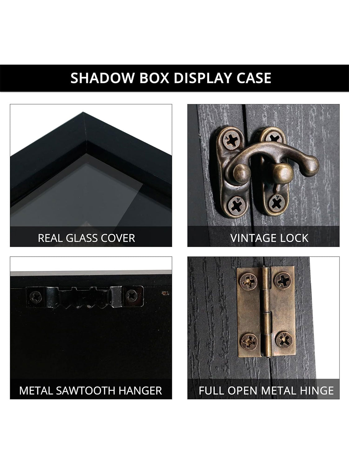 Shadow Box Frame Real Glass Window Door with Hinge - Various Colors & Sizes Available