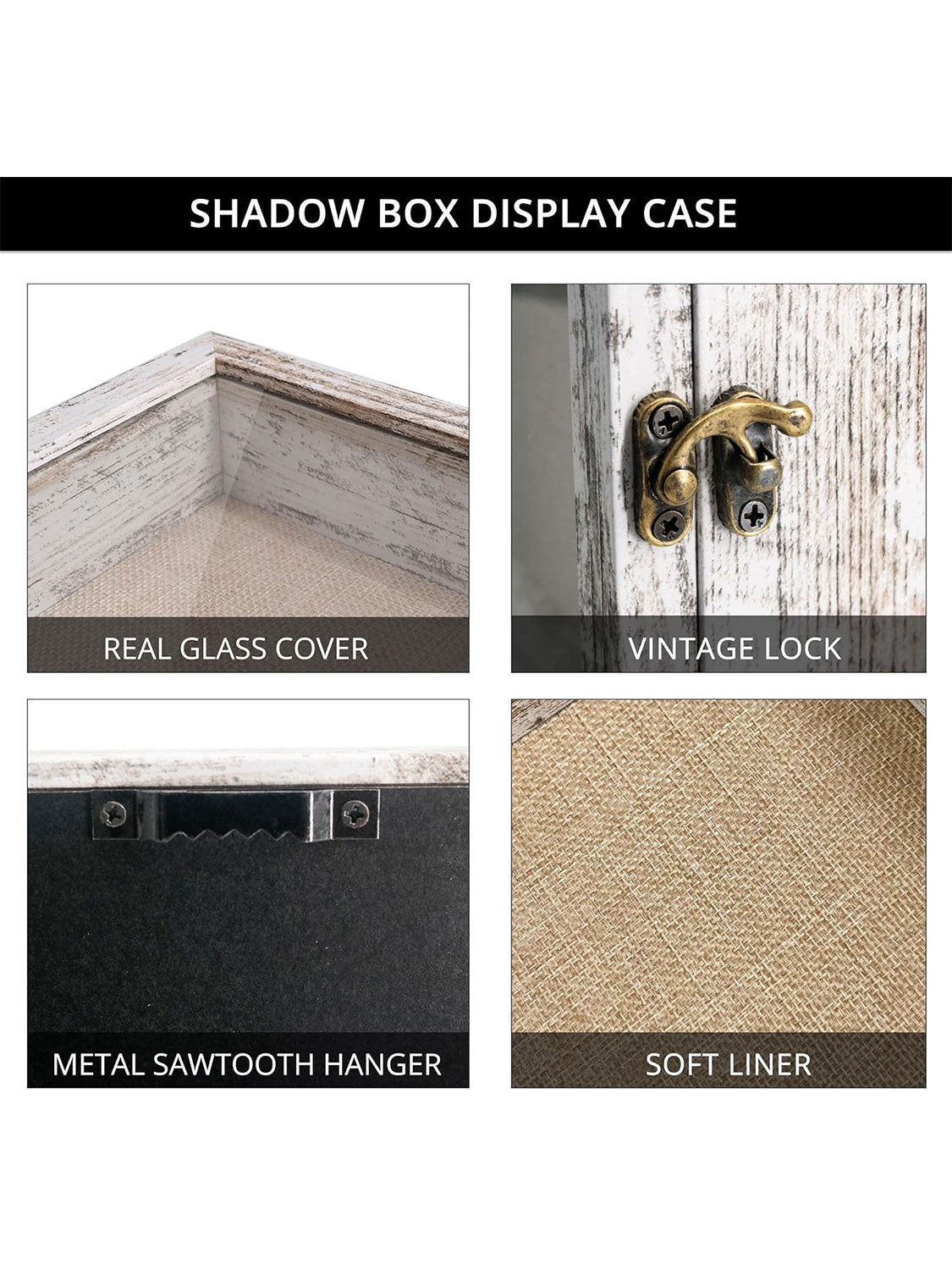 Shadow Box Frame Real Glass Window Door with Hinge - Various Colors & Sizes Available