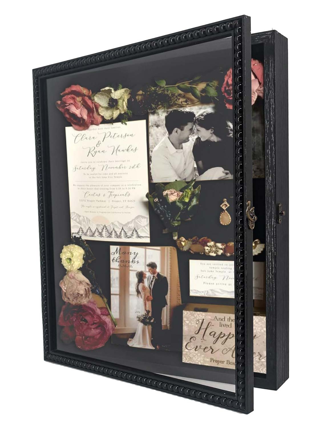 Deep Front Open with Hinge Beaded Designed Picture Shadow Box with Linen Back - Various Colors & Sizes Available