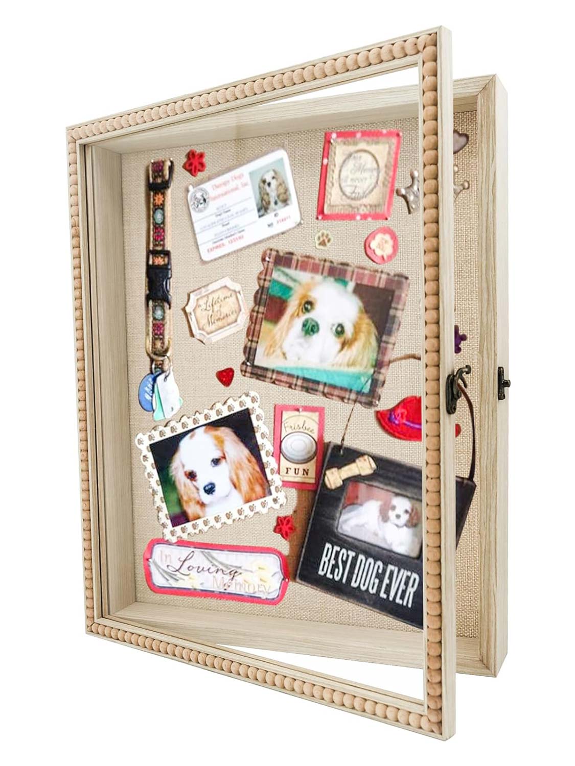 Deep Front Open with Hinge Beaded Designed Picture Shadow Box with Linen Back - Various Colors & Sizes Available