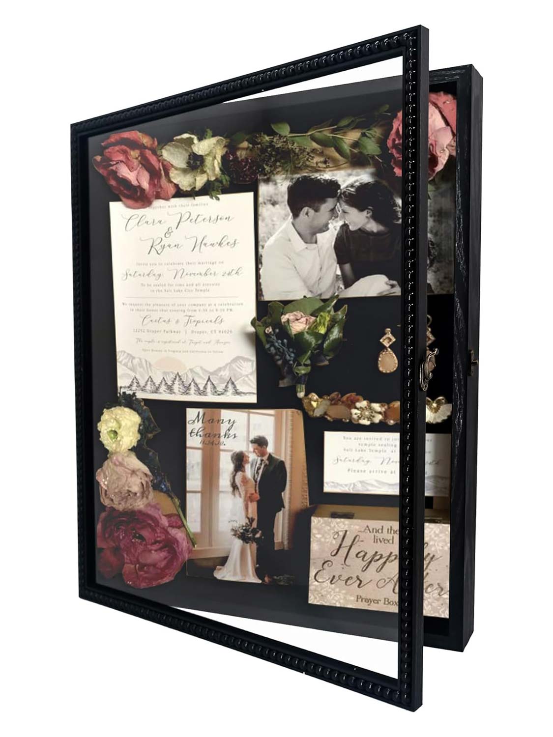 Deep Front Open with Hinge Beaded Designed Picture Shadow Box with Linen Back - Various Colors & Sizes Available