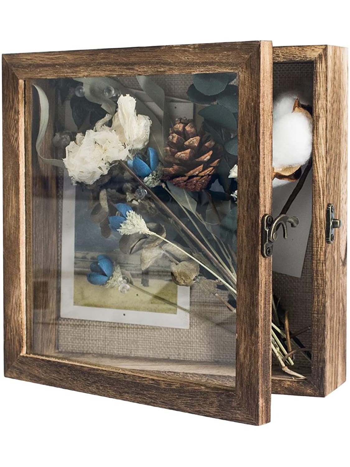 Shadow Box Frame Real Glass Window Door with Hinge - Various Colors & Sizes Available