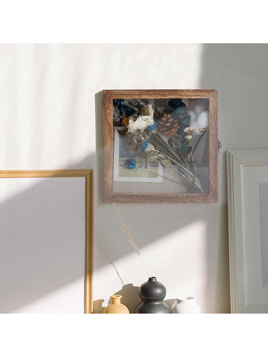 Shadow Box Frame Real Glass Window Door with Hinge - Various Colors & Sizes Available