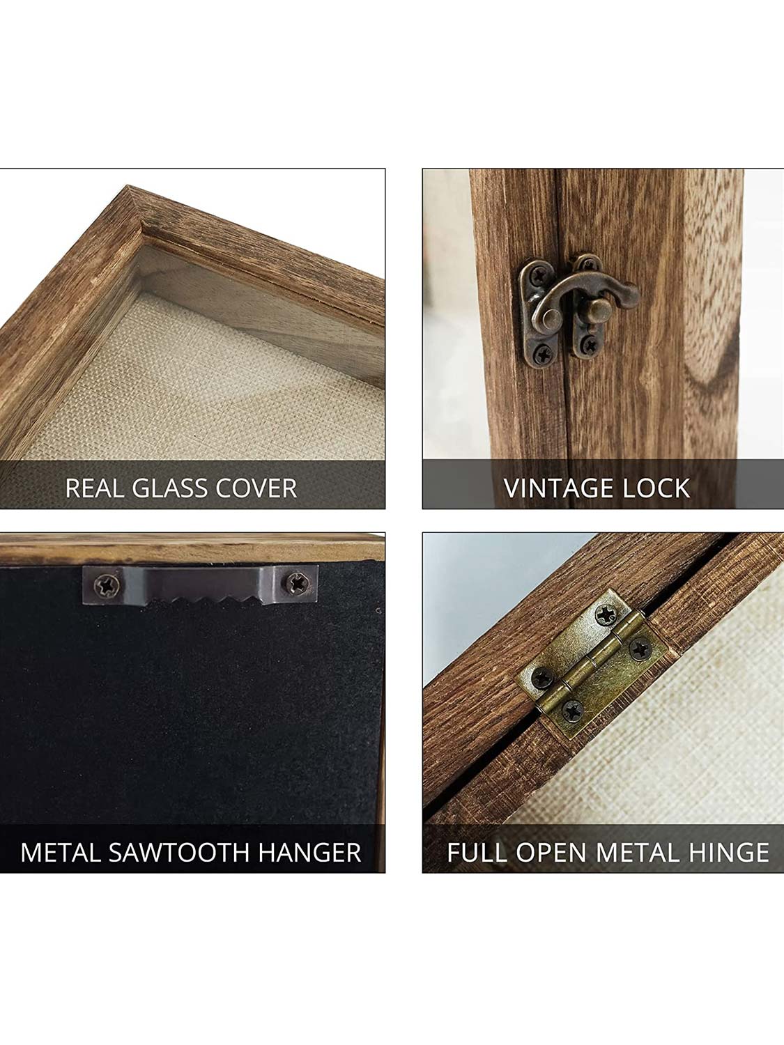 Shadow Box Frame Real Glass Window Door with Hinge - Various Colors & Sizes Available