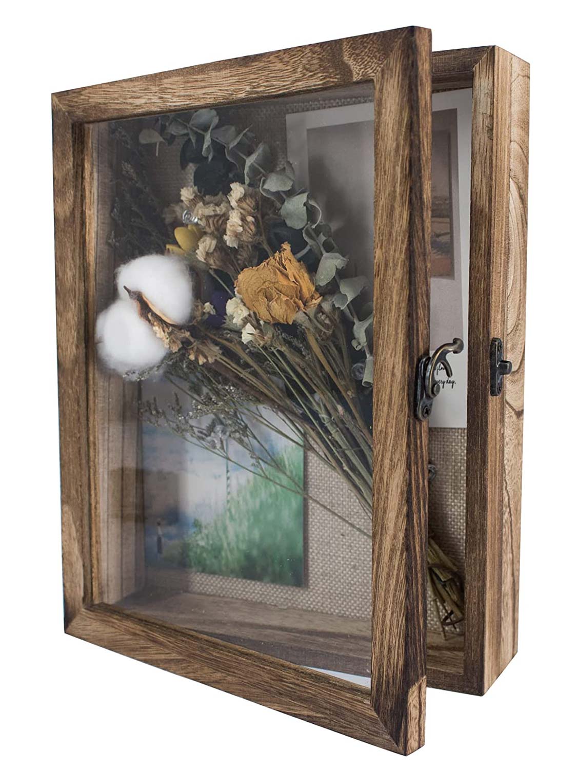 Shadow Box Frame Real Glass Window Door with Hinge - Various Colors & Sizes Available