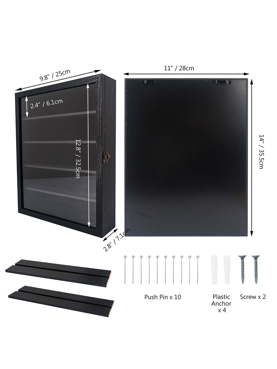 Shadow Box Frame Real Glass Window Door with Removable Shelves - Various Colors & Sizes Available