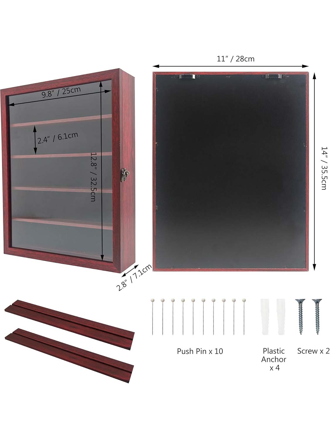 Shadow Box Frame Real Glass Window Door with Removable Shelves - Various Colors & Sizes Available