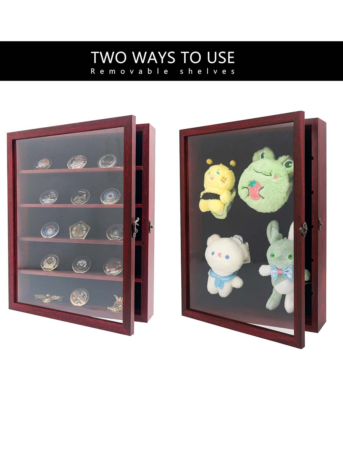 Shadow Box Frame Real Glass Window Door with Removable Shelves - Various Colors & Sizes Available